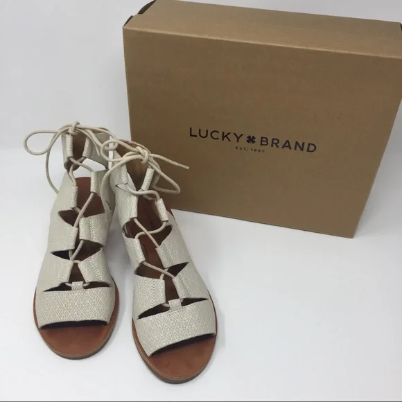 Lucky Brand Ghillie Lace Up Wedge Sandals - Picture 1 of 13